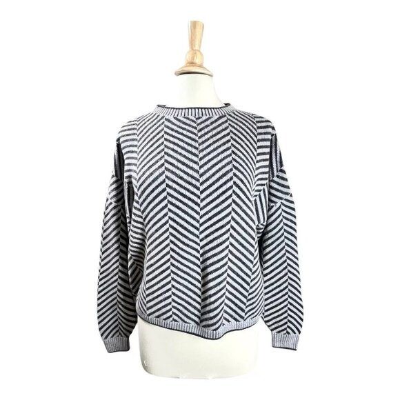 Garnet Hill Sweater S Pima Cotton Baby Alpaca Chevron Slouchy Drop Shoulder - Picture 3 of 12